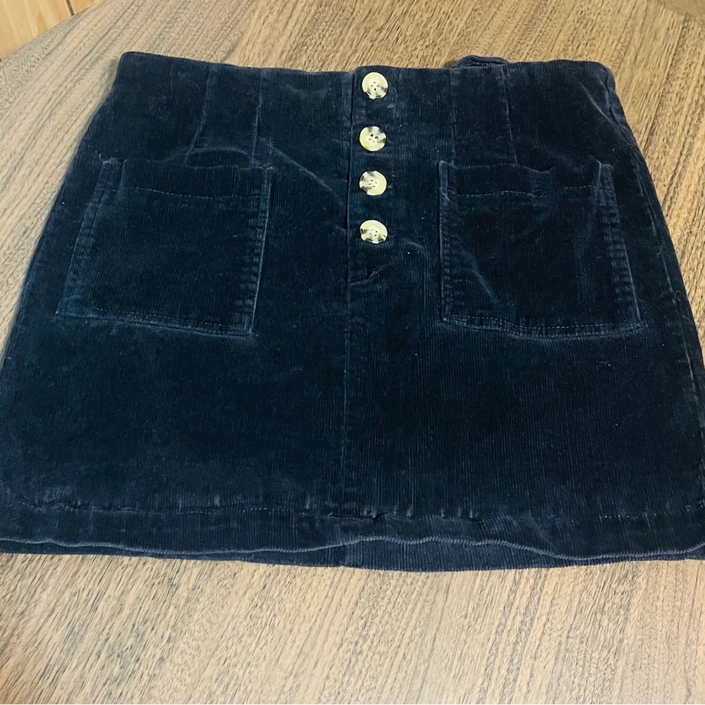 Jolt Black  Mini Skirt with Gold Buttons